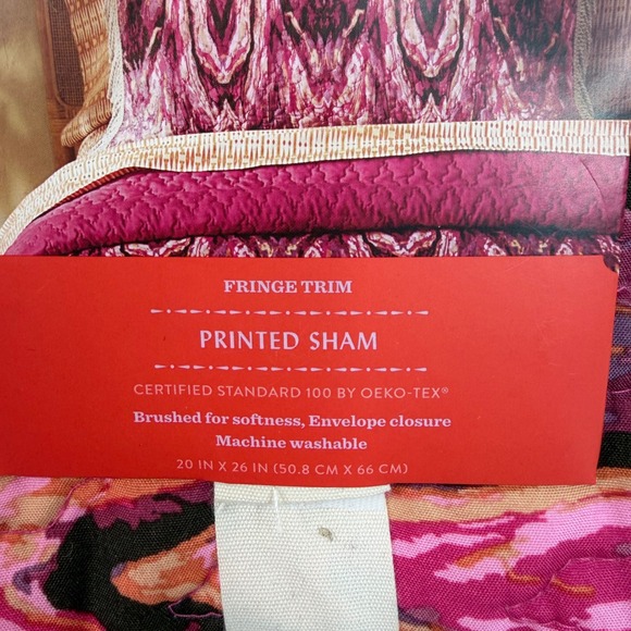 Jungalow Pillow Sham Set of 2  The End of Pages Print Fringe Pillow Cases 20x26" - Picture 5 of 5